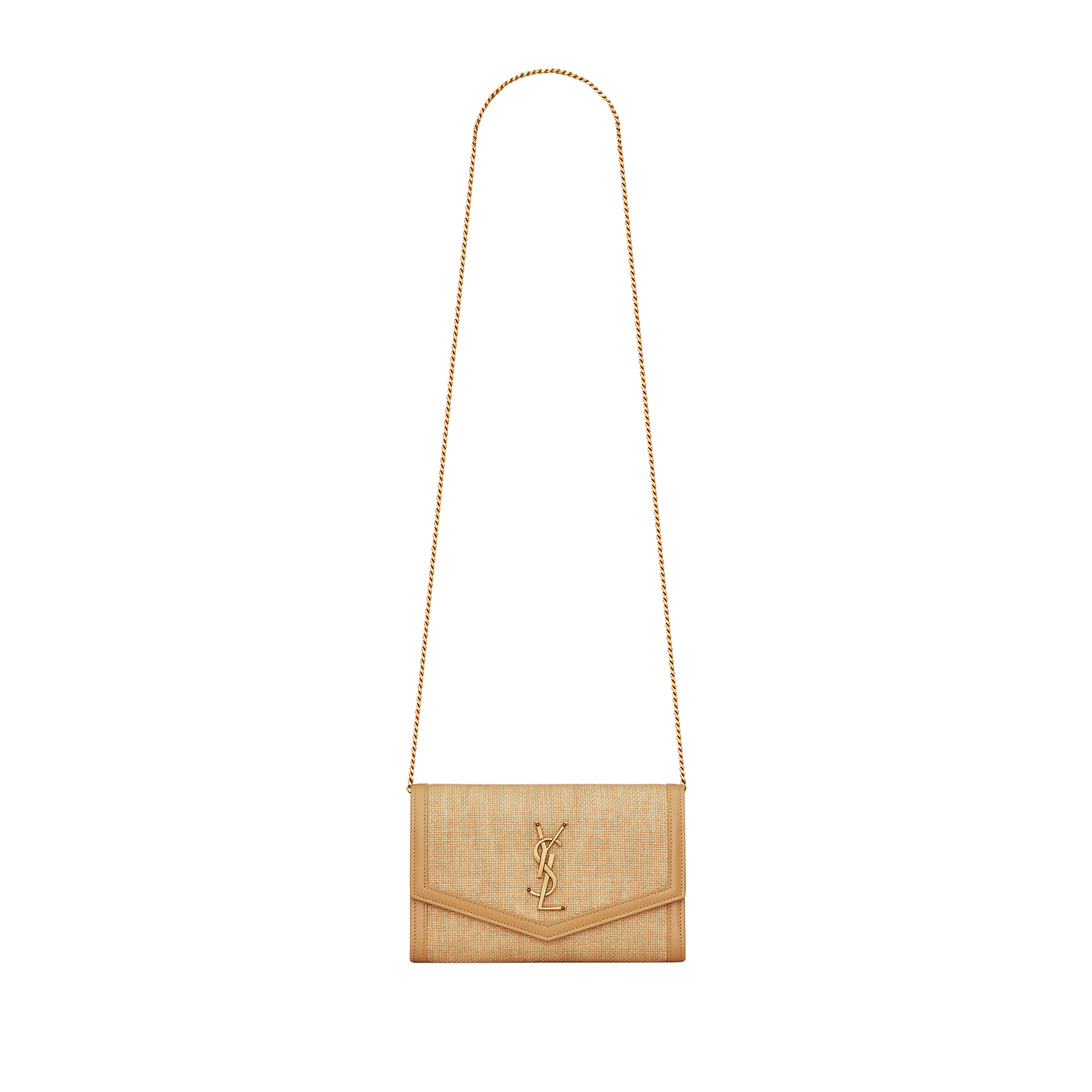 YSL UPTOWN CHAIN WALLET IN MICRO RAFFIA 6077882UF1W9985 (19*12*3cm)